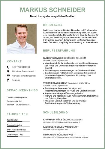 agentur für arbeit lebenslauf word vorlage