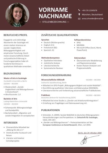 akademischer lebenslauf word vorlage