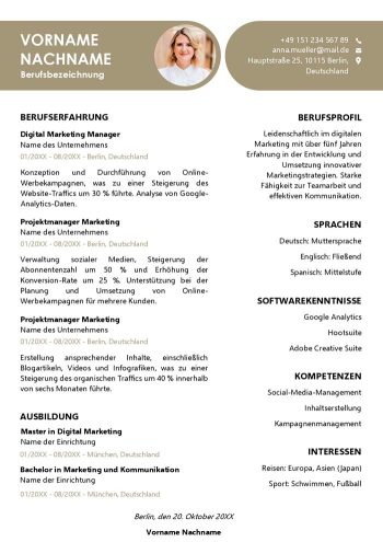 aktueller lebenslauf word vorlage