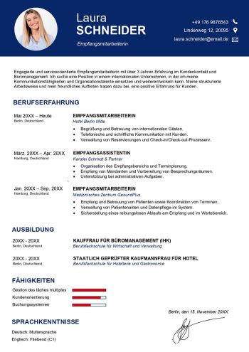 kurzer lebenslauf word vorlage