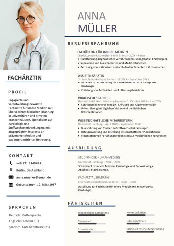 Lebenslauf Arzt Tabellarische Word Vorlage