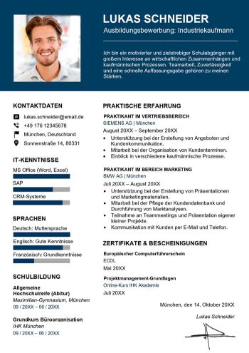 Lebenslauf Ausbildung Tabellarische Word Vorlage