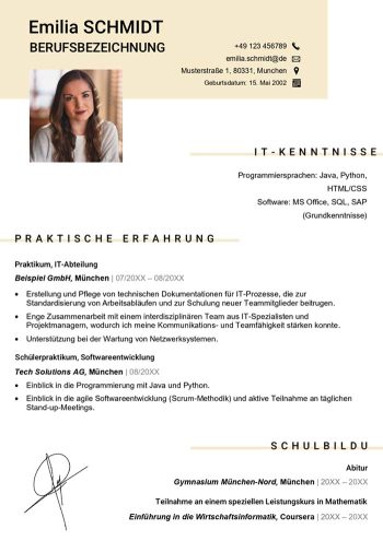 lebenslauf duales studium word vorlage