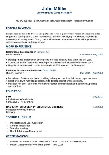 Lebenslauf Englisch Tabellarische Word Vorlage