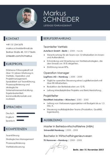 Lebenslauf Führungskraft Tabellarische Word Vorlage