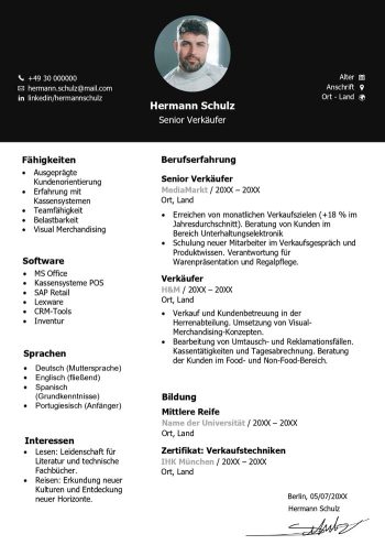 Lebenslauf Verkäuferin - kostenlose Word-Vorlage zum Download