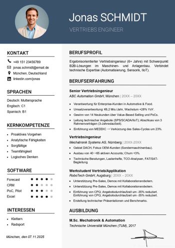 vertriebsingenieur lebenslauf word vorlage