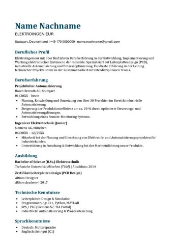 blau ats lebenslauf word vorlage kostenlose